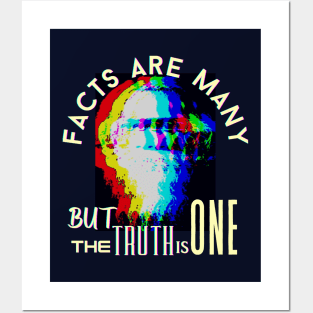 Tagore portrait art and quote: Facts are many, but the truth is one Posters and Art